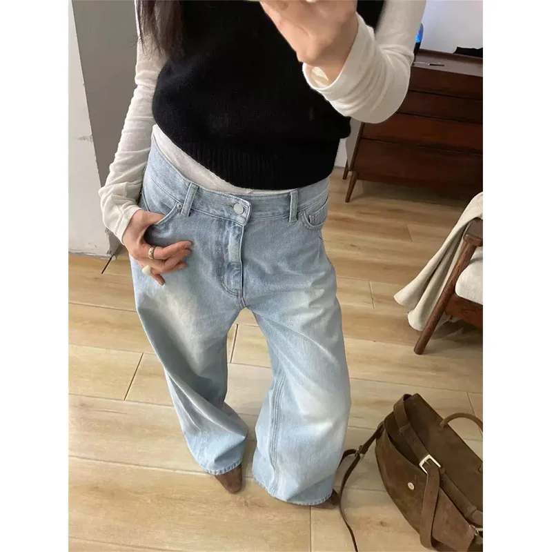 Selfwill Casual High Waist Straight Leg Jeans Women's Vintage Waed Denim Spring Collection Faionable Trendy Blue Jeans
Selfwill Casual High Waist Straight Leg Jeans Women's Vintage Waed Denim Spring Collection Faionable Trendy Blue Jeans