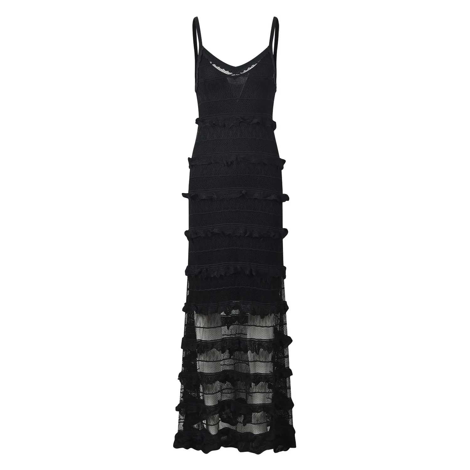 Sexy See-through Lady Party Wear V-neckline Elegant Style Flounce Women Long Slip Dress Black
Sexy See-through Lady Party Wear V-neckline Elegant Style Flounce Women Long Slip Dress Black