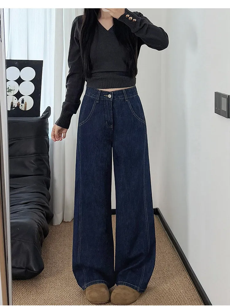 Deep Blue Straight Leg Jeans Women's plus Size Loose Drapey Pear Shape Slimming Wide Leg Pants Casual High Waist Denim
Deep Blue Straight Leg Jeans Women's plus Size Loose Drapey Pear Shape Slimming Wide Leg Pants Casual High Waist Denim