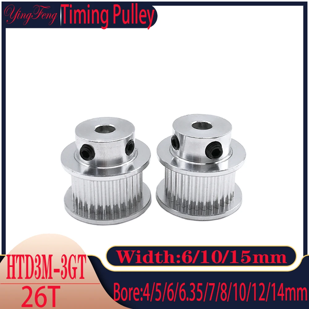 Synchronous Wheel 26 Teeth HTD3M Aperture 4/5~12/14mm 3M Gear 26T Timing Belt Pulley 3D Printer Accessory Width 6mm 10mm 15mm
Synchronous Wheel 26 Teeth HTD3M Aperture 4/5~12/14mm 3M Gear 26T Timing Belt Pulley 3D Printer Accessory Width 6mm 10mm 15mm