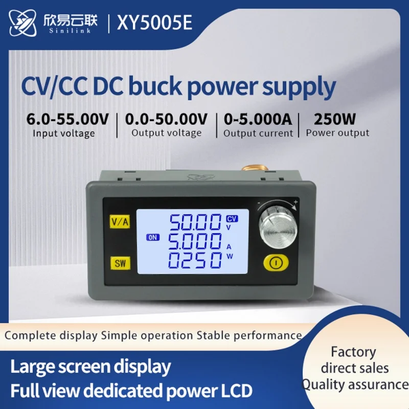 Xinyi XY5005E Регулируемый источник питания постоянного тока с ЧПУ, постоянное напряжение и постоянный ток, поддерживающий понижающий мод 50V5A250W
Xinyi XY5005E Регулируемый источник питания постоянного тока с ЧПУ, постоянное напряжение и постоянный ток, поддерживающий понижающий мод 50V5A250W