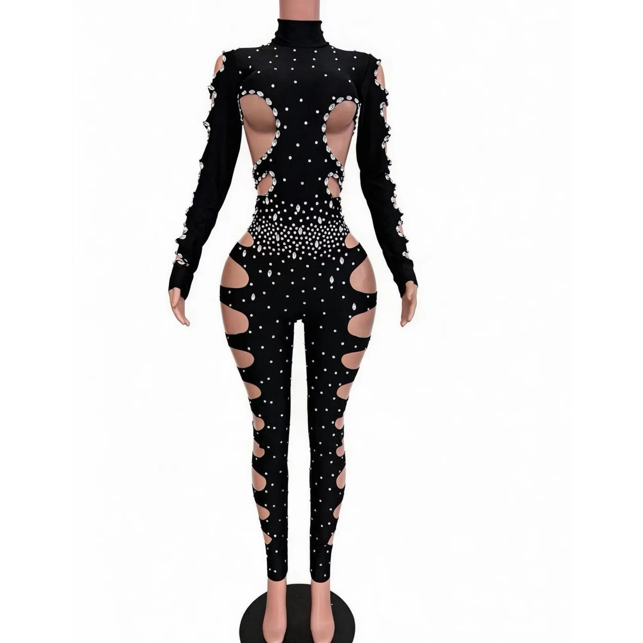 Black Velvet Rhinestones Jumpsuit Women Long Sleeve Cutout Sexy Stage Bodysuit Singer Dancer Show Nightclub Performance Costume
Black Velvet Rhinestones Jumpsuit Women Long Sleeve Cutout Sexy Stage Bodysuit Singer Dancer Show Nightclub Performance Costume