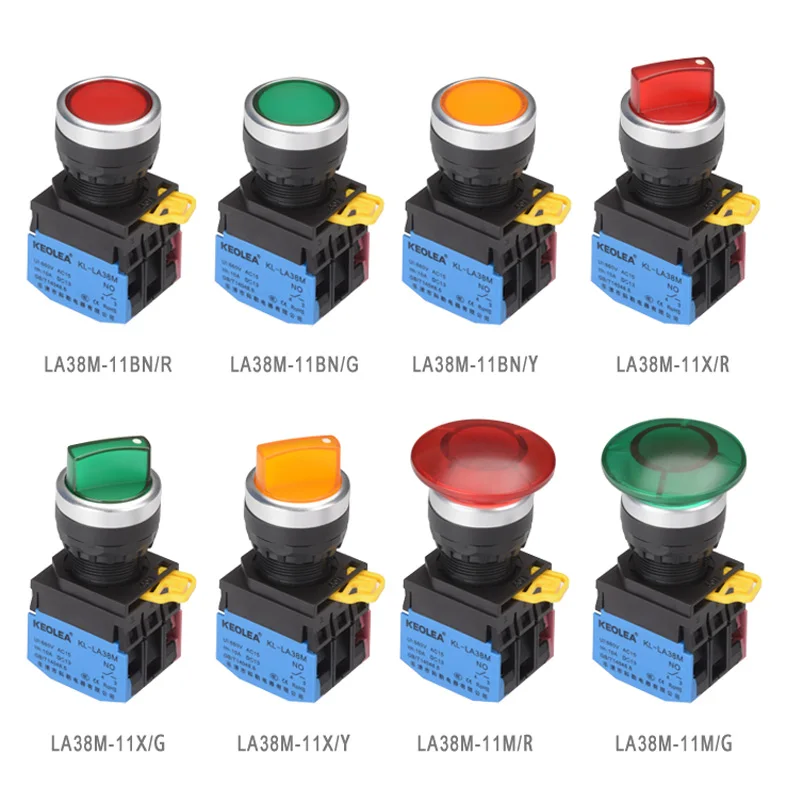 22mm Momentary/Lock Light Switch LED Flat Push Button Illuminated Switch Spring Return 1NO1NC Button LA38-11DN Silver Contact
22mm Momentary/Lock Light Switch LED Flat Push Button Illuminated Switch Spring Return 1NO1NC Button LA38-11DN Silver Contact