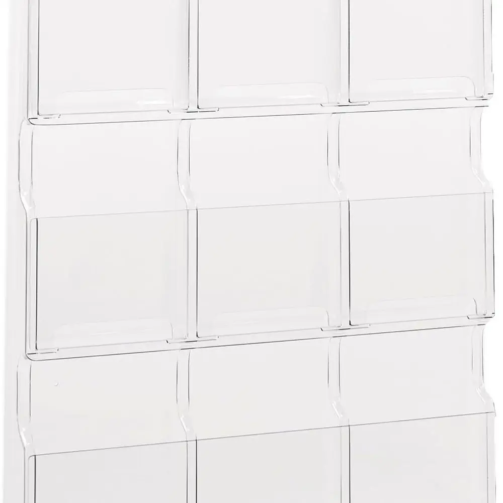 Прозрачная акриловая настенная стойка для литературы с 9 карманами для журналов и брошюр
Прозрачная акриловая настенная стойка для литературы с 9 карманами для журналов и брошюр