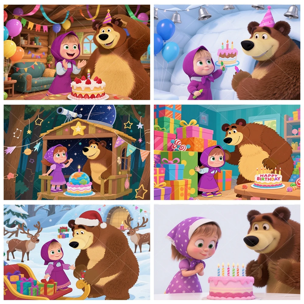 Cartoon Mashas And Bear Decoration Backdrop Princess Birthday Party Supplies Baby Decor Background Kids Custom Poster Props
Cartoon Mashas And Bear Decoration Backdrop Princess Birthday Party Supplies Baby Decor Background Kids Custom Poster Props