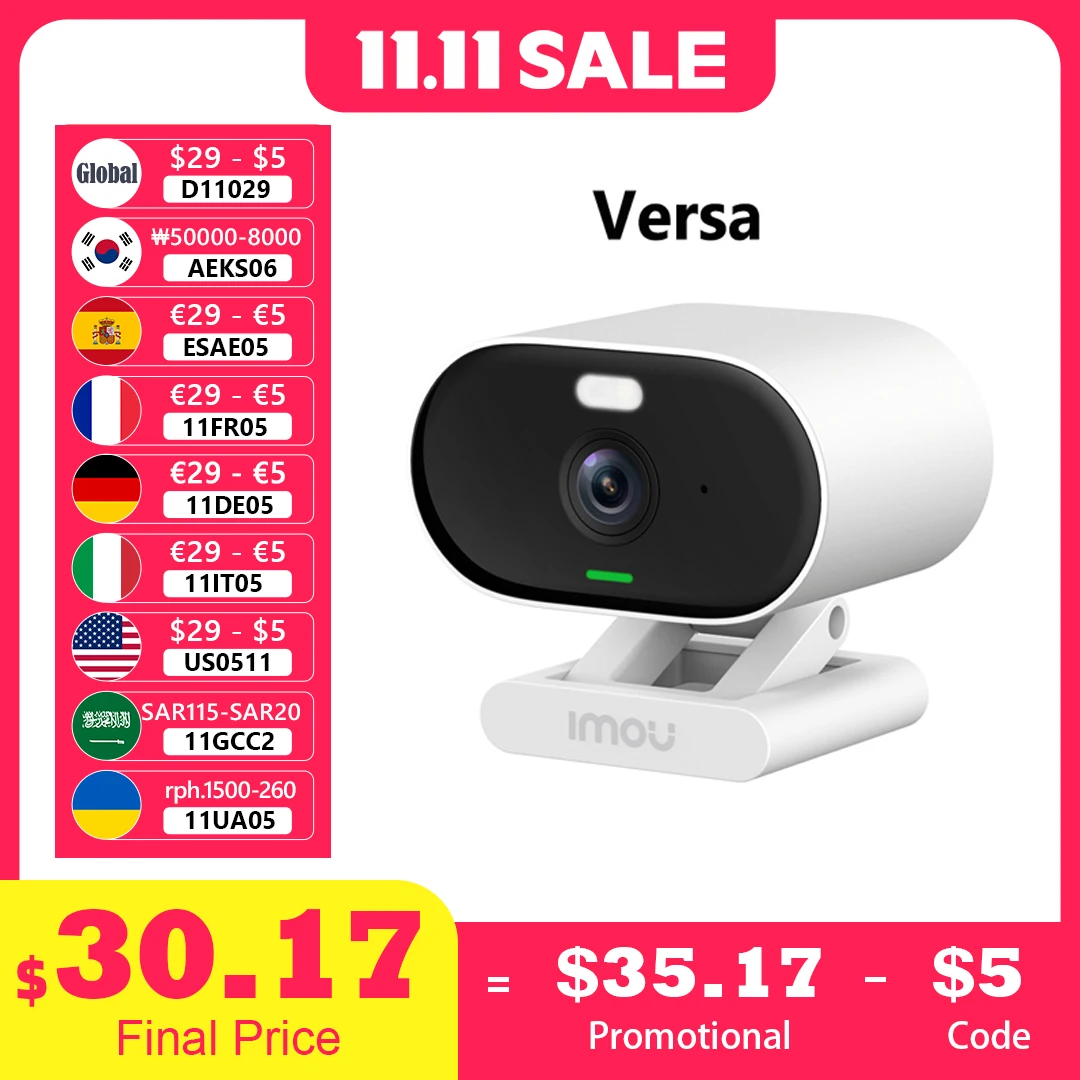 IMOU Versa Внутренняя наружная камера безопасности Wi-Fi IP-охранное наблюдение Красочная радионяня ночного видения Двусторонняя связь IP65