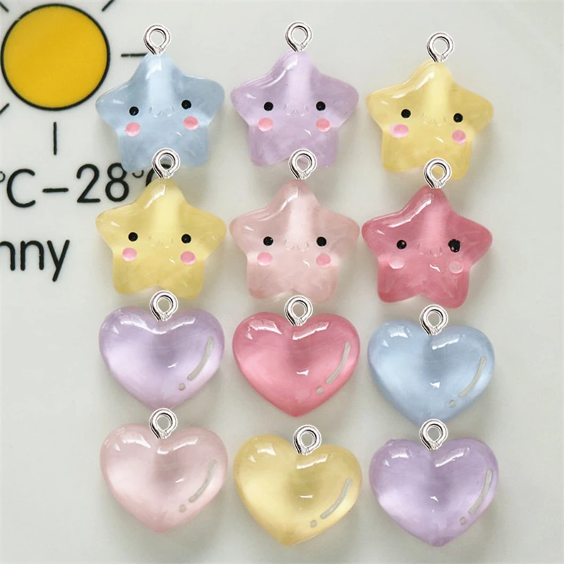 10Pcs Transparency Love Heart Stars Resin Charms Cute Earrings Necklace Flatback Pendant Kawaii Keychain Bracelet Decor Supplies
10Pcs Transparency Love Heart Stars Resin Charms Cute Earrings Necklace Flatback Pendant Kawaii Keychain Bracelet Decor Supplies