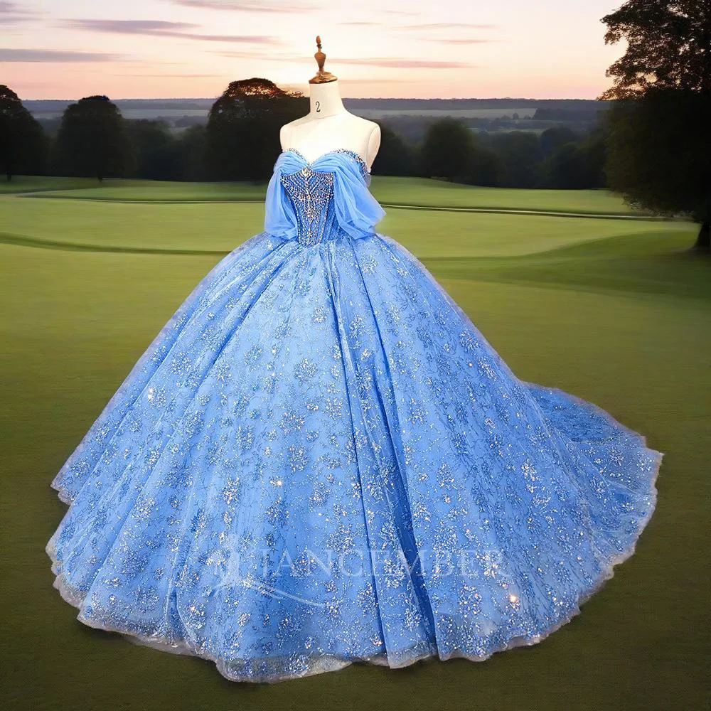 Modern Ball Gown Quinceanera Dresses with Beaded Short Sleeves Tulle Sweet 15 16 Dresses Customized vestidos de quinceañera
Modern Ball Gown Quinceanera Dresses with Beaded Short Sleeves Tulle Sweet 15 16 Dresses Customized vestidos de quinceañera