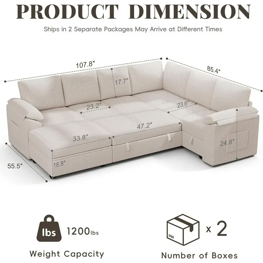 Activity Product108 Inch Sleeper Sofa With Pull-Out Couch, 7-Seat Cloud-Shaped Sectional With Storage, Corduroy Living Room Sect
Activity Product108 Inch Sleeper Sofa With Pull-Out Couch, 7-Seat Cloud-Shaped Sectional With Storage, Corduroy Living Room Sect