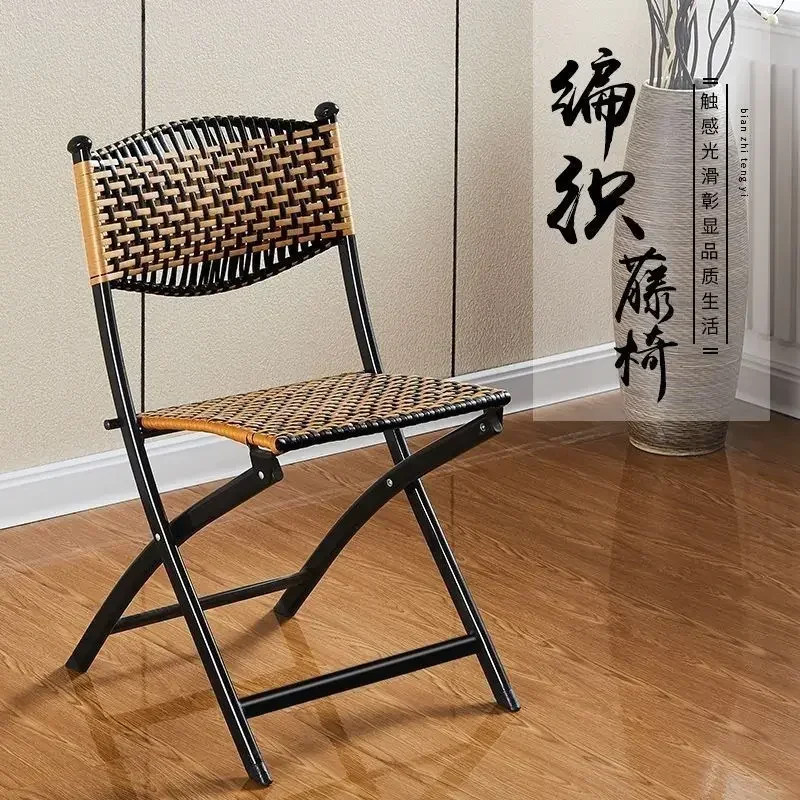 Folding chair outdoor leisure breathable folding woven balcony outdoor rattan chair black rattan stool 
Folding chair outdoor leisure breathable folding woven balcony outdoor rattan chair black rattan stool