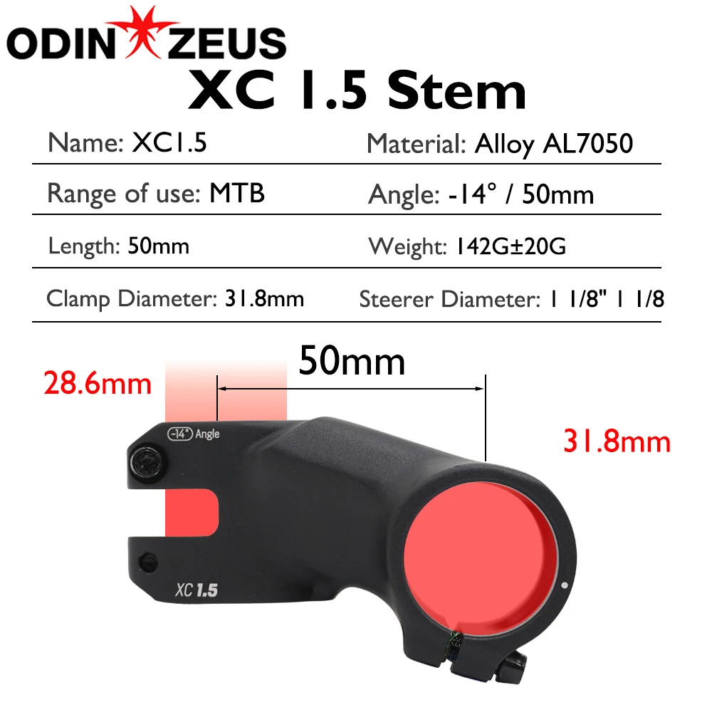 Mountain Bike Stem 31.8mm 1 1/8" -14° 50mm AL7050 Alloy XC 1.5 Negative Angle Bicycle Handlebar Stem for MTB Cycling
Mountain Bike Stem 31.8mm 1 1/8" -14° 50mm AL7050 Alloy XC 1.5 Negative Angle Bicycle Handlebar Stem for MTB Cycling