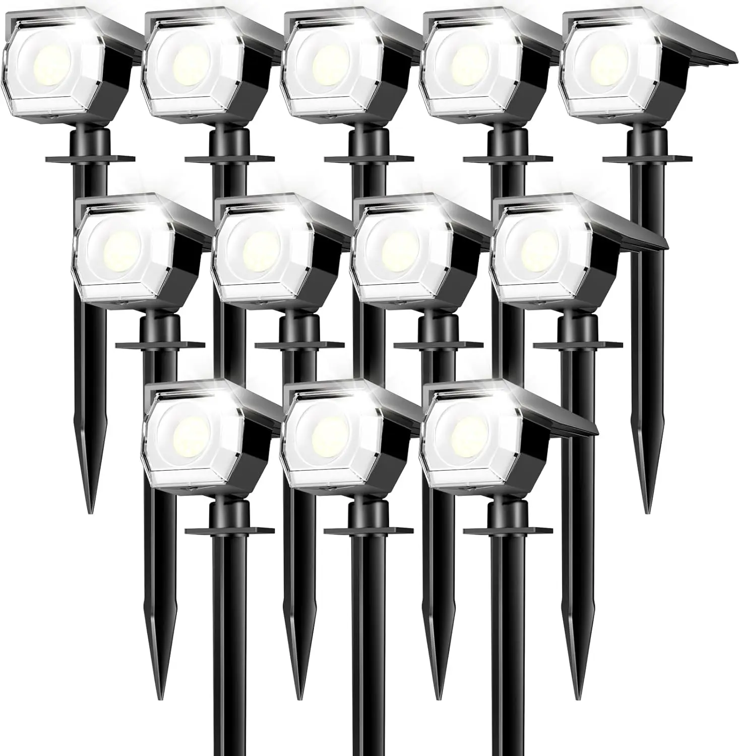 12 Pack Solar Spotlights Outdoor Waterproof 3 Modes Auto On/Off Landscape Lighting for Garden Pathway
12 Pack Solar Spotlights Outdoor Waterproof 3 Modes Auto On/Off Landscape Lighting for Garden Pathway