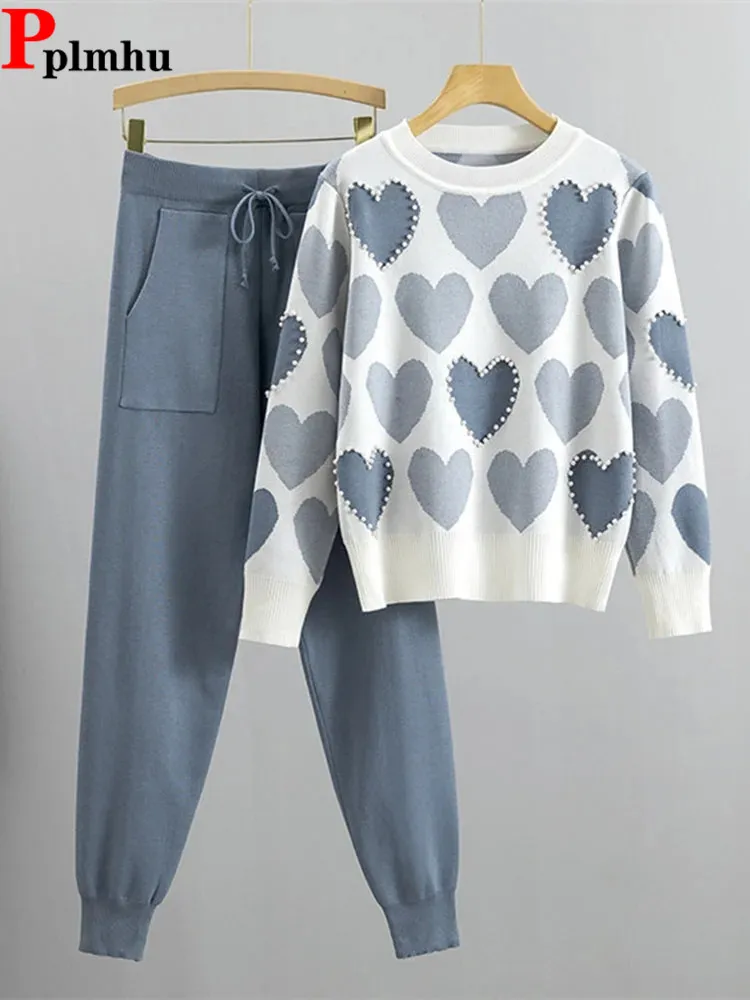 Chic Knitted 2 Pieces Sets Women O-neck Knitwear Pullover Tops Conjuntos Korean High Waist Ankle Length Jogger Pants Tracksuit
Chic Knitted 2 Pieces Sets Women O-neck Knitwear Pullover Tops Conjuntos Korean High Waist Ankle Length Jogger Pants Tracksuit