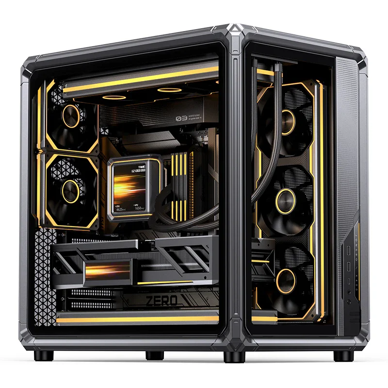 JONSBO X400 Computer Case - Compartmentalized Back-Inserted Glass Sea-Scape Design Skeletal Frame Quick-Release ARGB Lighting