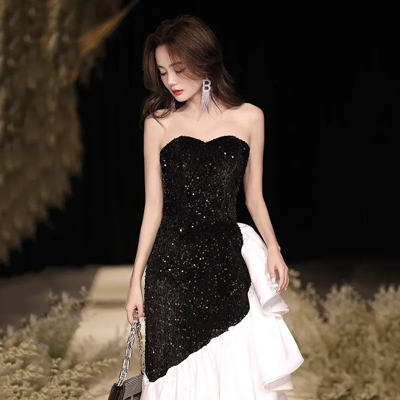 2025 New Black Fishtail Skirt Female High-grade Banquet Temperament High-end Tube Top Luxury Sequin Backless Evening Dresses
2025 New Black Fishtail Skirt Female High-grade Banquet Temperament High-end Tube Top Luxury Sequin Backless Evening Dresses