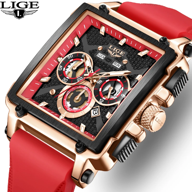 Мужские часы LIGE Fashion Luxury, квадратные, с силиконовым ремешком, календарем и отображением дня недели, повседневные спортивные кварцевые часы для мужчин, Montre Homme
Мужские часы LIGE Fashion Luxury, квадратные, с силиконовым ремешком, календарем и отображением дня недели, повседневные спортивные кварцевые часы для мужчин, Montre Homme
