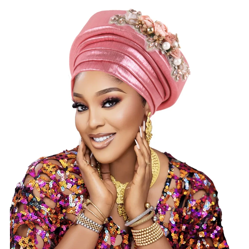 Flower Sponge Turban Cap for Women Beads African Auto Gele Headties Muslim Hijab Hat Nigeria Wedding Headgear Head Wrap Headwear
Flower Sponge Turban Cap for Women Beads African Auto Gele Headties Muslim Hijab Hat Nigeria Wedding Headgear Head Wrap Headwear