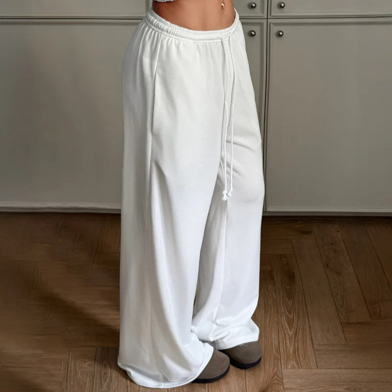 Sport Solid Color Lace Up Casual Pants Women's Straight Leg Wide Leg Pants Elastic Waist Summer Simple Comfort Loose Floor Pants
Sport Solid Color Lace Up Casual Pants Women's Straight Leg Wide Leg Pants Elastic Waist Summer Simple Comfort Loose Floor Pants