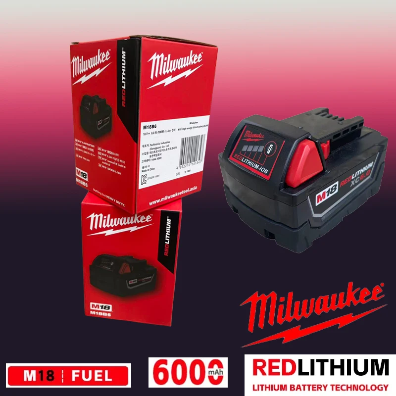 Milwaukee M18 6000Ah RED Li-ion Battery, Reliable Performance,M18B6 Overcharge Protection,& Home DIY Power Tools
Milwaukee M18 6000Ah RED Li-ion Battery, Reliable Performance,M18B6 Overcharge Protection,& Home DIY Power Tools
