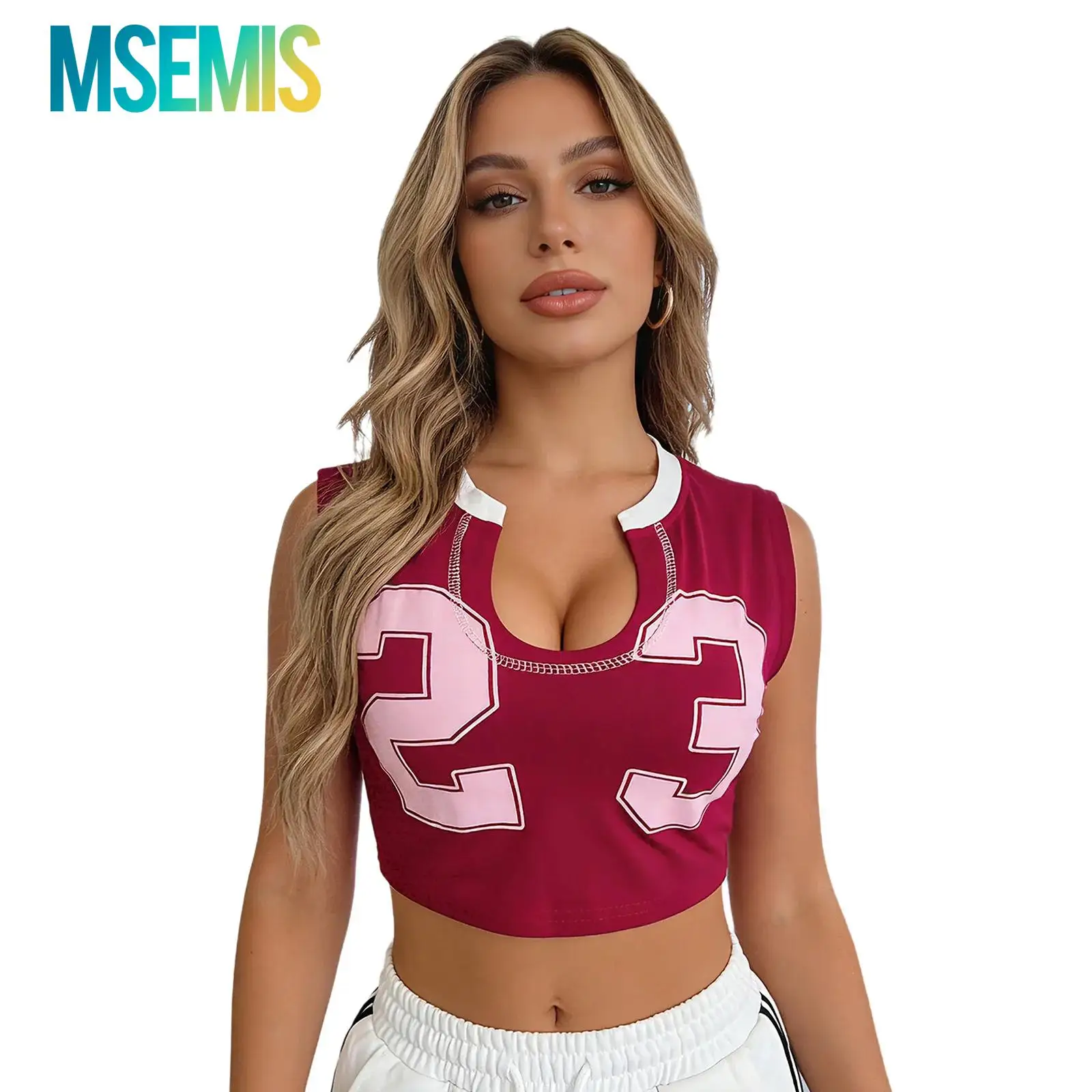 Womens Cheerleading Dance Tops Cheerleader Costume Number Printed Crop Top Sleeveless Vest for Casual Daily Wear Yoga Workout
Womens Cheerleading Dance Tops Cheerleader Costume Number Printed Crop Top Sleeveless Vest for Casual Daily Wear Yoga Workout