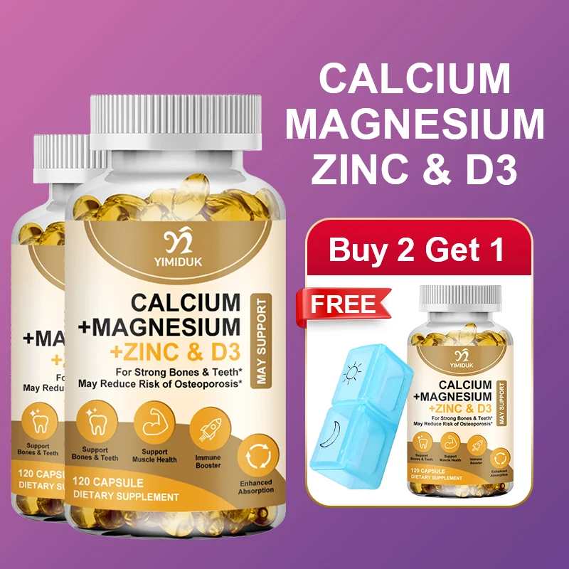 YIMIDUK Bone & Muscle Support Supplement, with Calcium, Magnesium, Zinc & D3, Supports Strong Bones, Teeth, Immunity & Vitality
YIMIDUK Bone & Muscle Support Supplement, with Calcium, Magnesium, Zinc & D3, Supports Strong Bones, Teeth, Immunity & Vitality