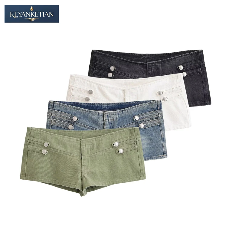 KEYANKETIAN 2026 Summer Y2K Streetwear Low Rise Denim Hot Pants Slim Fit Double Side Metal Buttons Jeans Mini Denim Shorts
KEYANKETIAN 2026 Summer Y2K Streetwear Low Rise Denim Hot Pants Slim Fit Double Side Metal Buttons Jeans Mini Denim Shorts