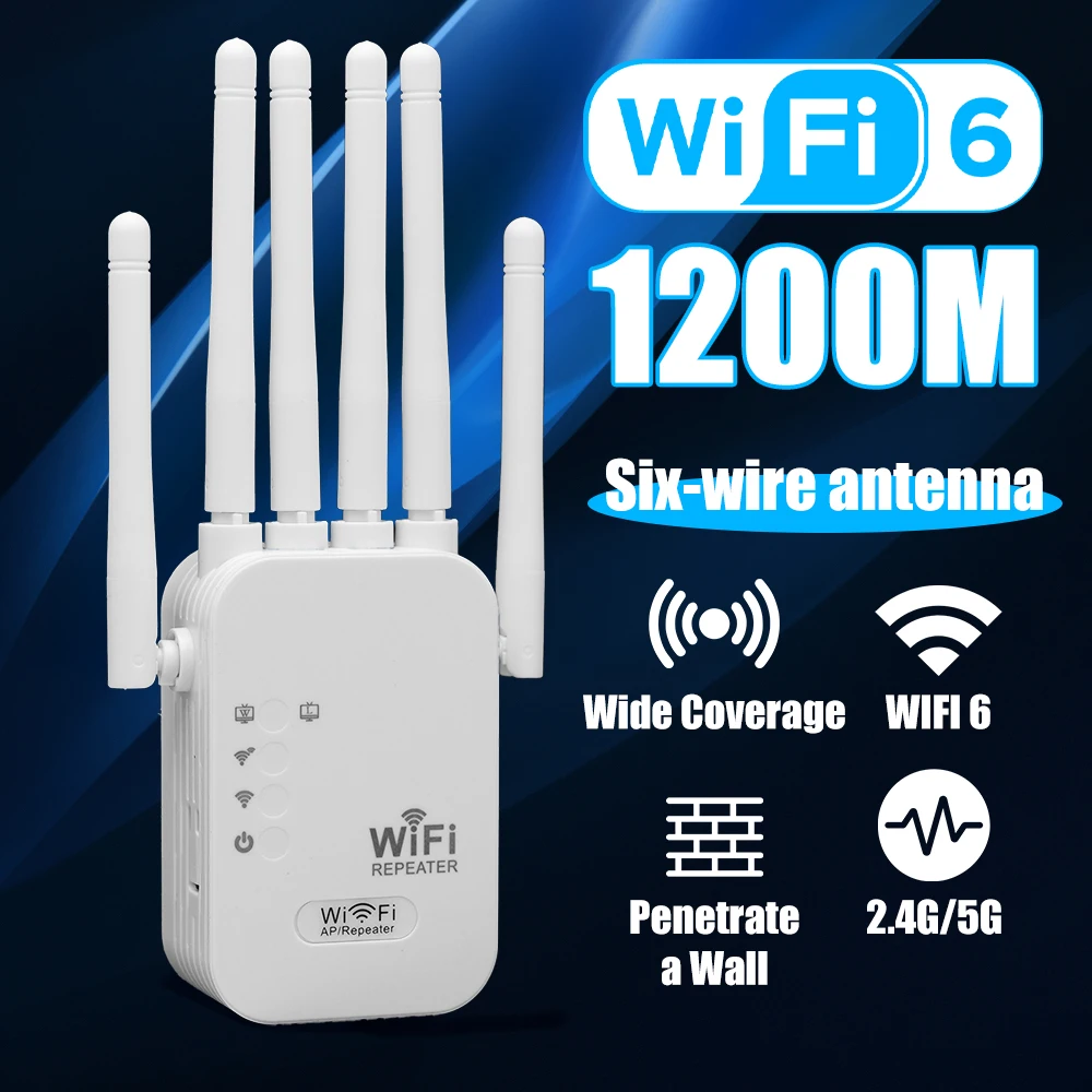 WiFi Repeater 1200Mbps Wireless WIFI Extender WiFi Booster 2.4G/5G Network Amplifier 360° Full Coverage Signal for Office Home
WiFi Repeater 1200Mbps Wireless WIFI Extender WiFi Booster 2.4G/5G Network Amplifier 360° Full Coverage Signal for Office Home