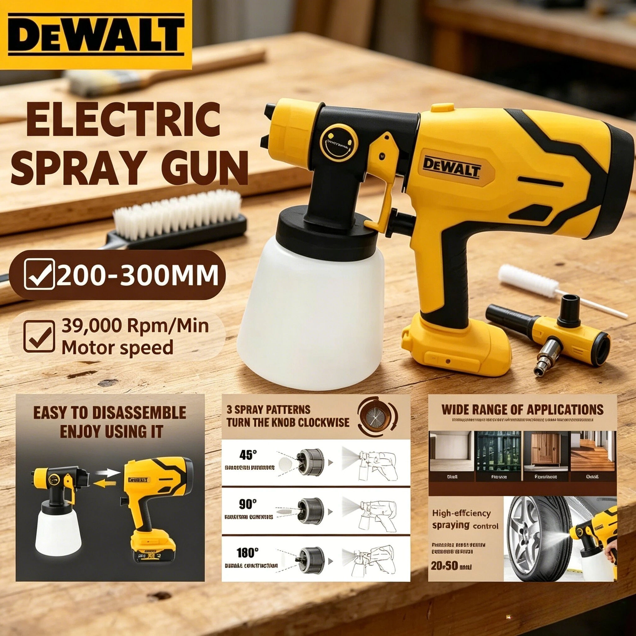 Беспроводной электрический краскопульт DEWALT 800 мл, высокомощный портативный распылитель для покраски автомобилей, мебели, стальных изделий
Беспроводной электрический краскопульт DEWALT 800 мл, высокомощный портативный распылитель для покраски автомобилей, мебели, стальных изделий