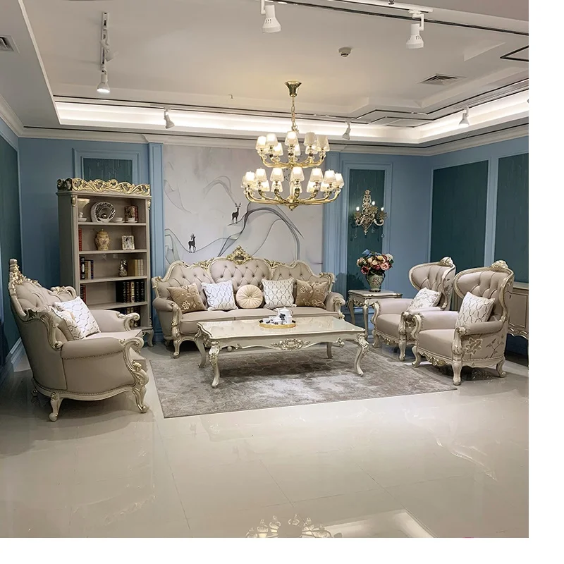 European leather sofa combination solid wood double-sided carved luxury villa large family living room sofa
European leather sofa combination solid wood double-sided carved luxury villa large family living room sofa