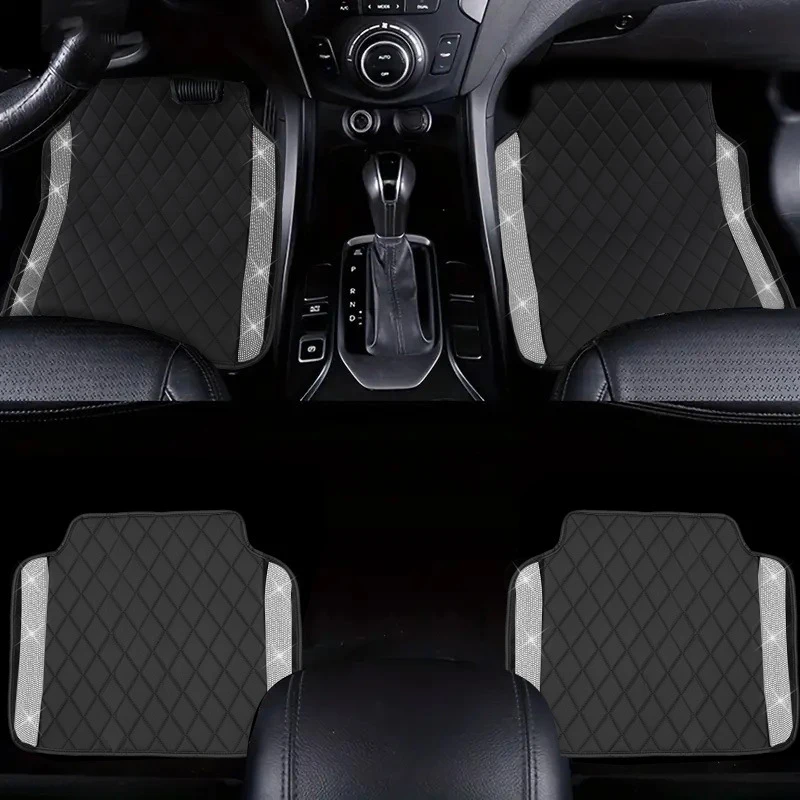 Car Floor Mat Set Bling Diamond Leather Auto Seat Carpet for Women with Anti-Slip Pad Women Girls Interior Accessories
Car Floor Mat Set Bling Diamond Leather Auto Seat Carpet for Women with Anti-Slip Pad Women Girls Interior Accessories