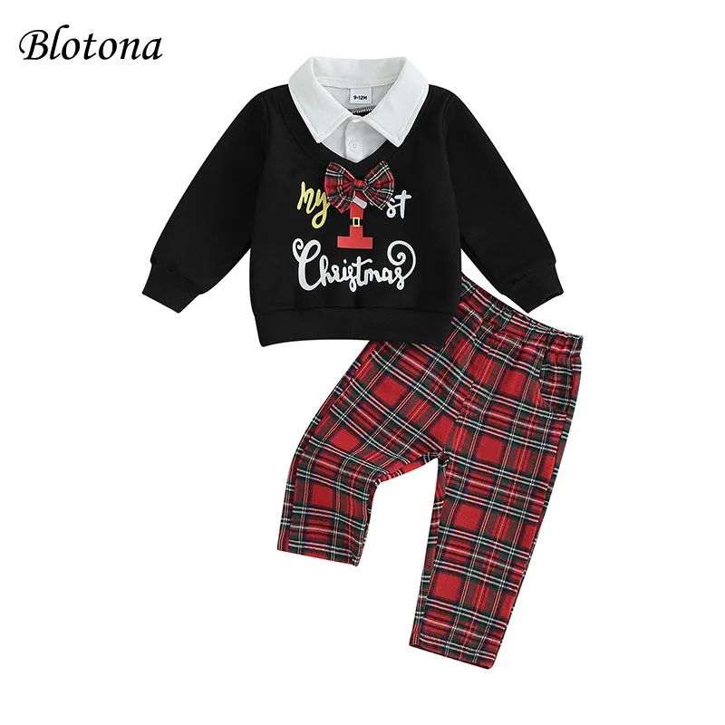 Blotona 2Pcs Baby Boys Christmas Outfits Long Sleeve Lapel Collar Sweatshirts + Plaid Pants Set Toddler Warm Clothes 3-24Months
Blotona 2Pcs Baby Boys Christmas Outfits Long Sleeve Lapel Collar Sweatshirts + Plaid Pants Set Toddler Warm Clothes 3-24Months