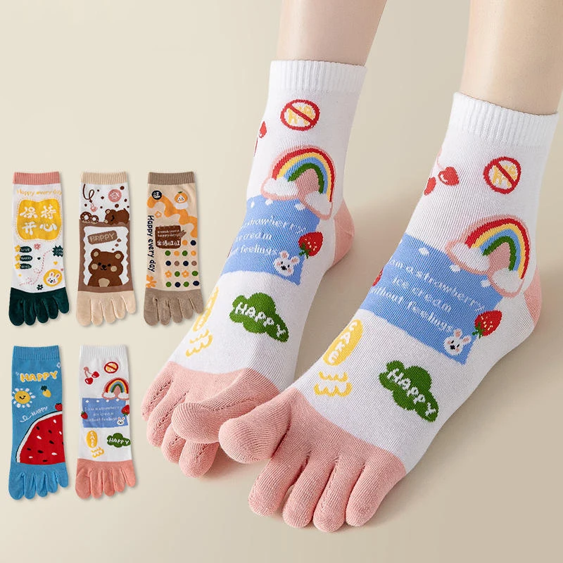 3 Pairs Five Finger Socks Women Cotton Mid Tube Toe Socks Cute Cartoon Sports Socks with Separate Fingers
3 Pairs Five Finger Socks Women Cotton Mid Tube Toe Socks Cute Cartoon Sports Socks with Separate Fingers