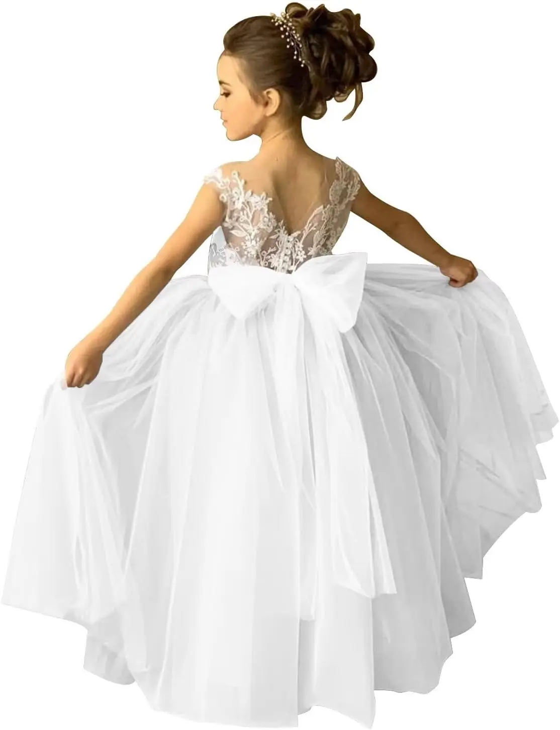 Royet Lace Applique Tulle Flower Girl Dress for Wedding Sleeveless Long Satin Bow Knot V-Back Elegant Formal Dresses
Royet Lace Applique Tulle Flower Girl Dress for Wedding Sleeveless Long Satin Bow Knot V-Back Elegant Formal Dresses