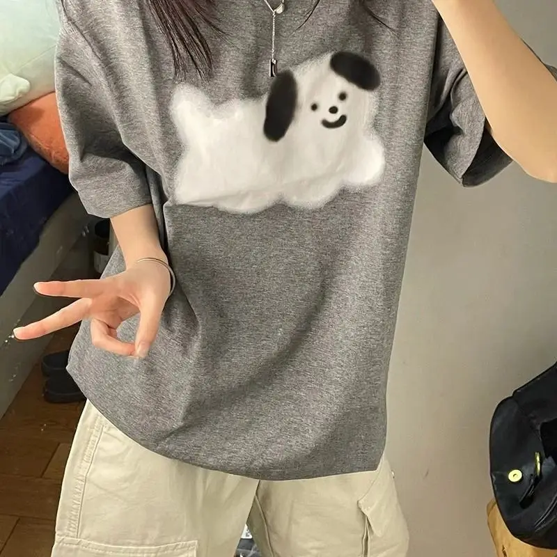 100% cotton summer cute style puppy graffiti comfortable Korean printed short-sleeved T-shirt womens loose round neck casual top
100% cotton summer cute style puppy graffiti comfortable Korean printed short-sleeved T-shirt womens loose round neck casual top