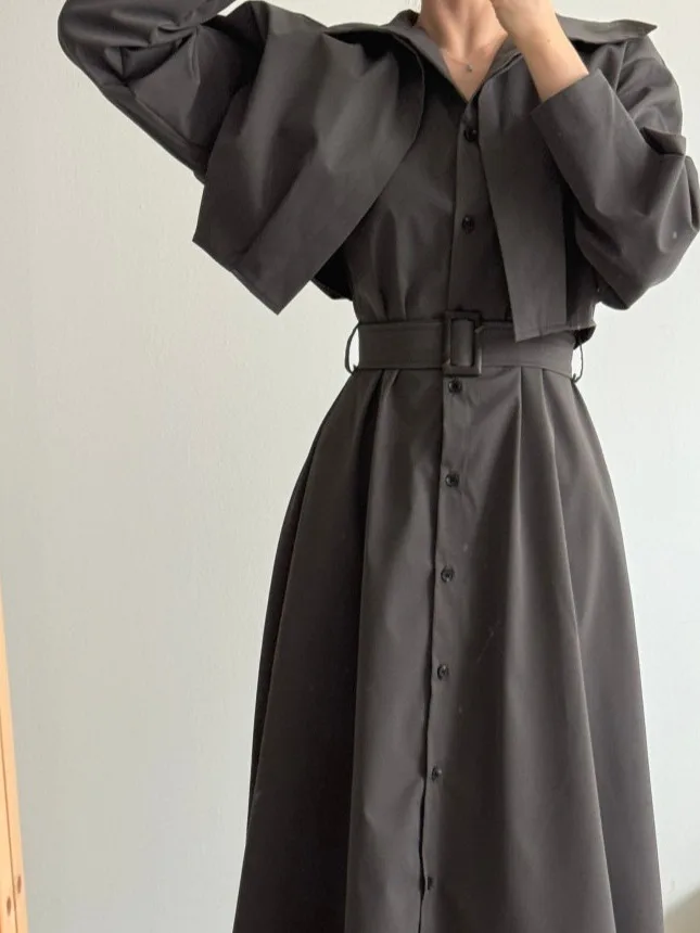 2025 Slimming Belted Dr Women's High Waist Gown Single Button Tea Break Skirt French Sle Long Sve irt Collar 
2025 Slimming Belted Dr Women's High Waist Gown Single Button Tea Break Skirt French Sle Long Sve irt Collar