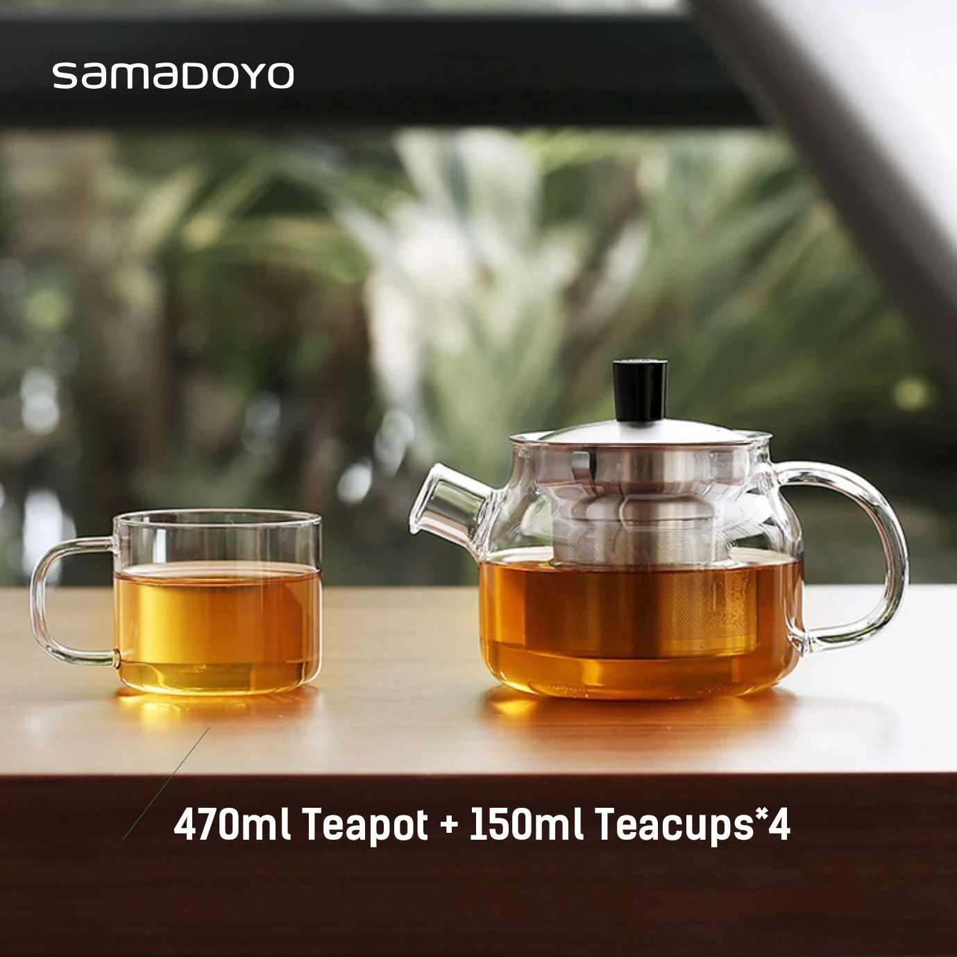 Samadoyo One Teapot & Four Cups Set, Heat-Resistant Glass Teapot Set, Loose Leaf Tea Infuser Teapot + Teacup Combination, 470ml 
Samadoyo One Teapot & Four Cups Set, Heat-Resistant Glass Teapot Set, Loose Leaf Tea Infuser Teapot + Teacup Combination, 470ml