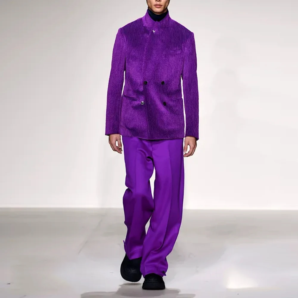 New Fashion Dark Purple Men's Suits Stand Collar Double Breasted Male Blazer Pants Sets Chic Daily Wedding Banquet 2 Pieces Set
New Fashion Dark Purple Men's Suits Stand Collar Double Breasted Male Blazer Pants Sets Chic Daily Wedding Banquet 2 Pieces Set
