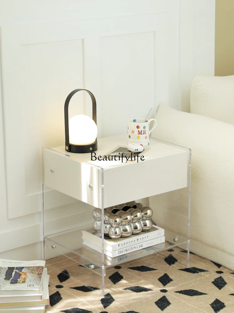 Acrylic Light Luxury Transparent Side Table Cream Style Bedside Table Suspension Storage Cabinet
Acrylic Light Luxury Transparent Side Table Cream Style Bedside Table Suspension Storage Cabinet