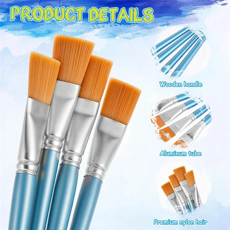 ABAE-Кисть для акварели шириной 1 дюйм, 40 шт., набор плоских кистей для рисования, кисти для масляной живописи, большая краска, профессиональная кисть для детей 
ABAE-Кисть для акварели шириной 1 дюйм, 40 шт., набор плоских кистей для рисования, кисти для масляной живописи, большая краска, профессиональная кисть для детей