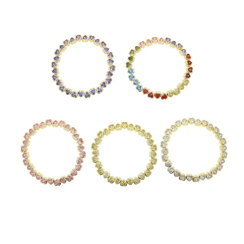 Colorful Rainbow CZ Bezel Heart Shaped Stretchy Stretch Tennis Chain Bracelet for Women Geometric Classic Luxury Jewelry 2024
Colorful Rainbow CZ Bezel Heart Shaped Stretchy Stretch Tennis Chain Bracelet for Women Geometric Classic Luxury Jewelry 2024