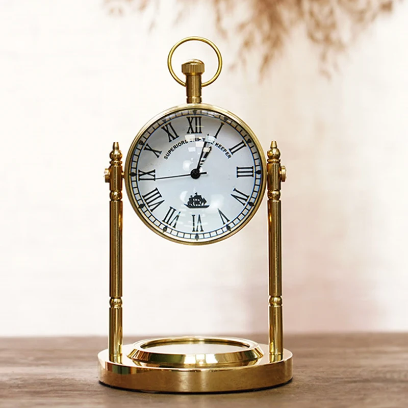 Brass Clock Light Luxury European Exquisite Nautical Style North Pin Clock Home Decoration Vintage Ornaments Desk Clock Gift
Brass Clock Light Luxury European Exquisite Nautical Style North Pin Clock Home Decoration Vintage Ornaments Desk Clock Gift
