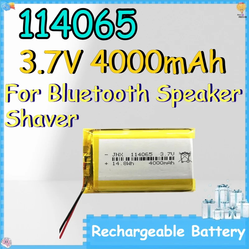 114065 3.7V 4000mAh Rechargeable Battery for Bluetooth Speaker Shaver Lithium-ion Battery
114065 3.7V 4000mAh Rechargeable Battery for Bluetooth Speaker Shaver Lithium-ion Battery