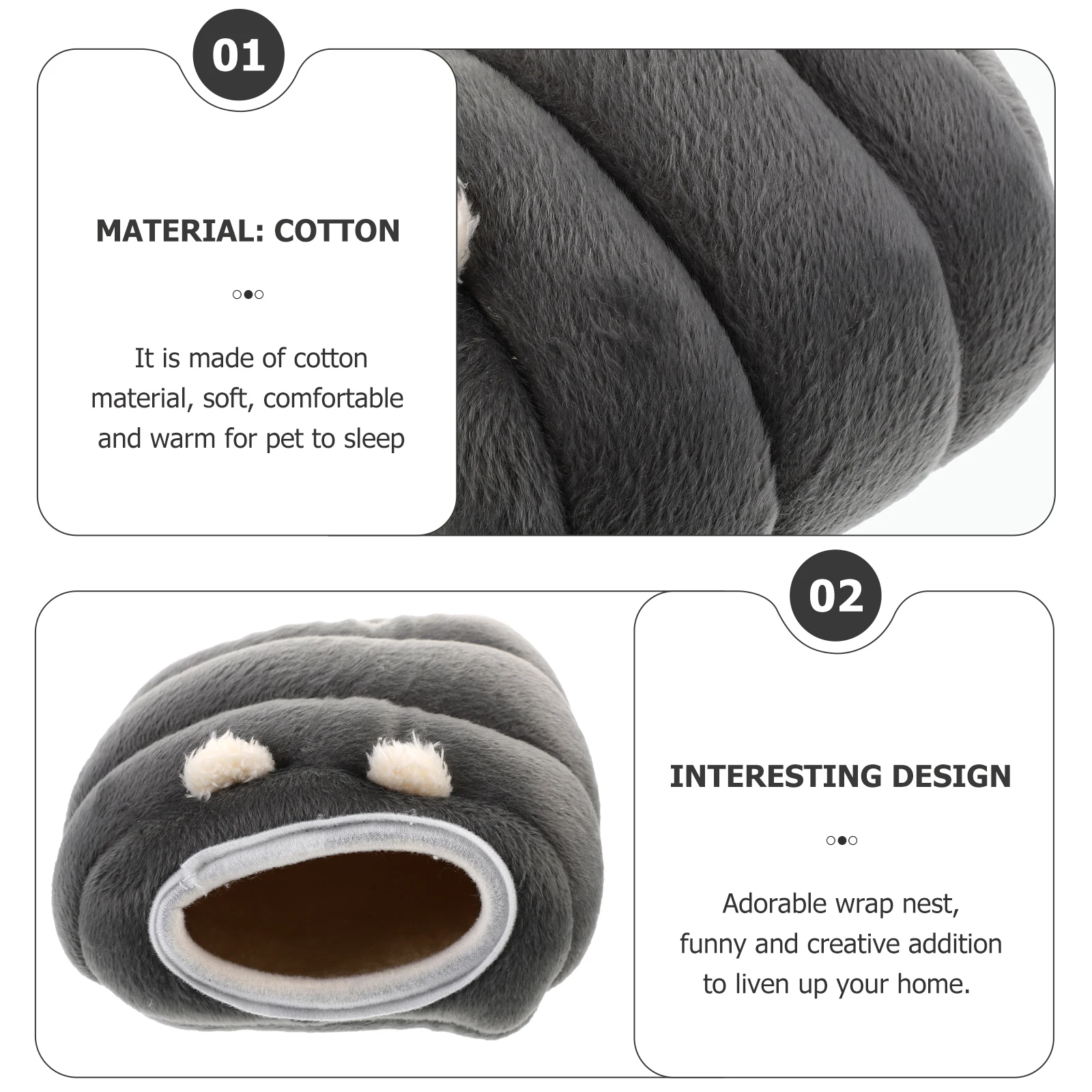 Pet Cotton Nest Small Animals Hamster Sleep Bed Gray High Elastic Sponge Warm Durable Practical Lightweight Portable Couch Chair
Pet Cotton Nest Small Animals Hamster Sleep Bed Gray High Elastic Sponge Warm Durable Practical Lightweight Portable Couch Chair
