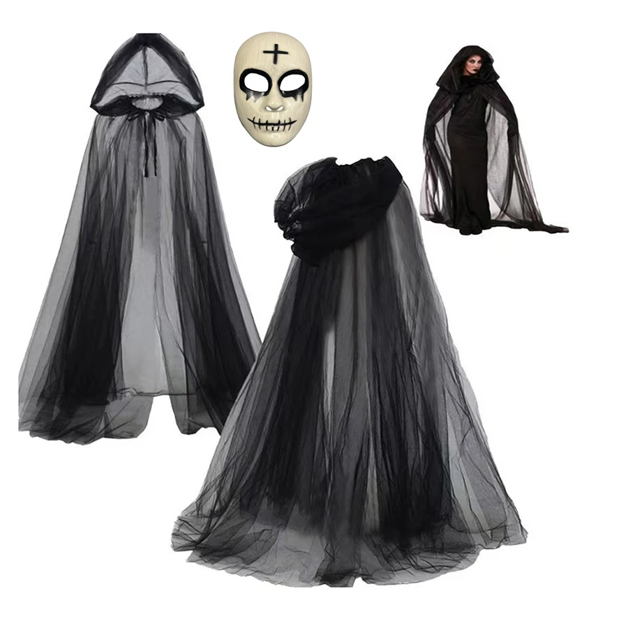 1PC hooded dark Halloween long mesh cool hooded unisex cape cross mask playing witch cloak
1PC hooded dark Halloween long mesh cool hooded unisex cape cross mask playing witch cloak