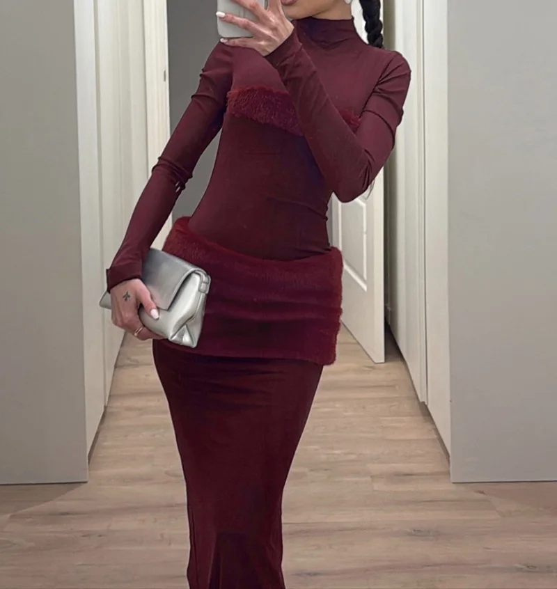 Women's Slim Fit Long Sleeved Dress Winter New Fur Patchwork Mesh Transparent Sexy Elegant Design
Women's Slim Fit Long Sleeved Dress Winter New Fur Patchwork Mesh Transparent Sexy Elegant Design