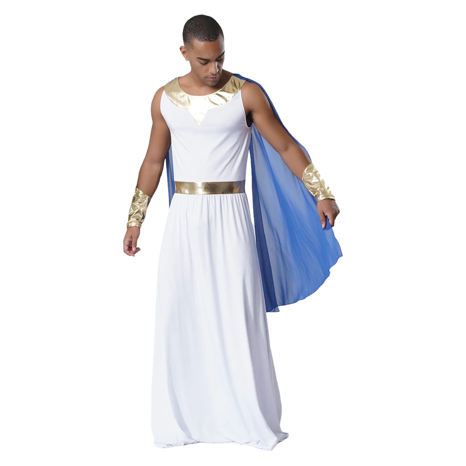 Adult Mens Toga Prince Outfit Halloween Cosplay Fancy Dress Ball Costume Sleeveless Shoulder Drapes Robe+Metallic Cuffs Outfits
Adult Mens Toga Prince Outfit Halloween Cosplay Fancy Dress Ball Costume Sleeveless Shoulder Drapes Robe+Metallic Cuffs Outfits