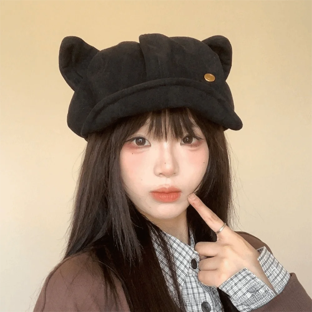 Trendy Cat Ear Beret Hat Suede Multicolor Octagonal Cap Keep Warm Slimming Face Effect Newsboy Cap Autumn Winter
Trendy Cat Ear Beret Hat Suede Multicolor Octagonal Cap Keep Warm Slimming Face Effect Newsboy Cap Autumn Winter