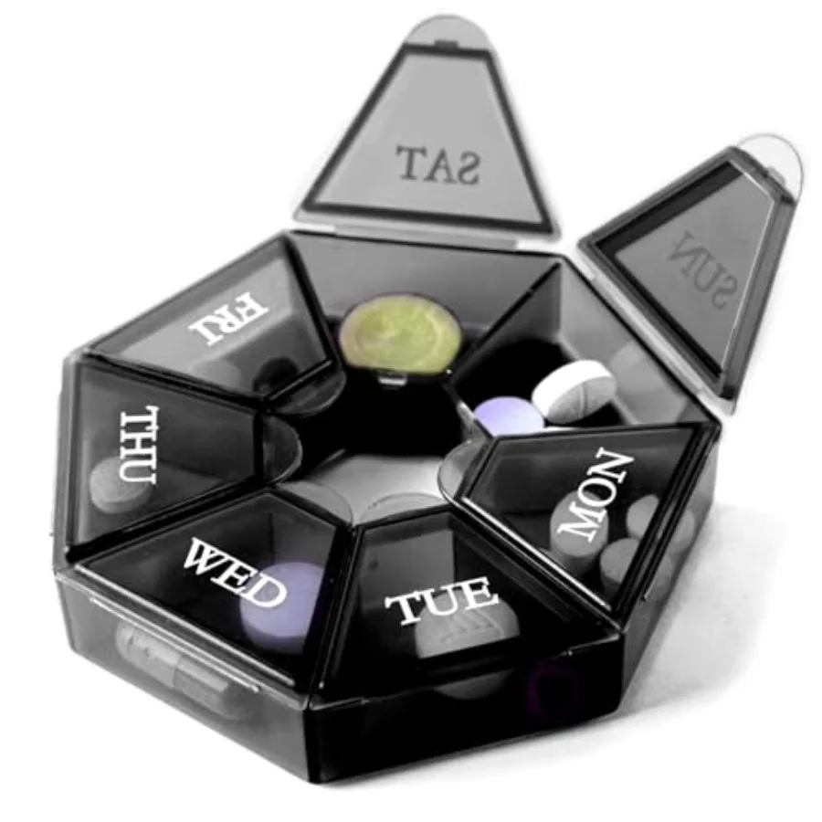 - Small Weekly Pill Organizer, Round Pill Dispenser Travel, Mini Pill Organizer, Compact Medicine older, Pill Sorters 7 Days, P
- Small Weekly Pill Organizer, Round Pill Dispenser Travel, Mini Pill Organizer, Compact Medicine older, Pill Sorters 7 Days, P