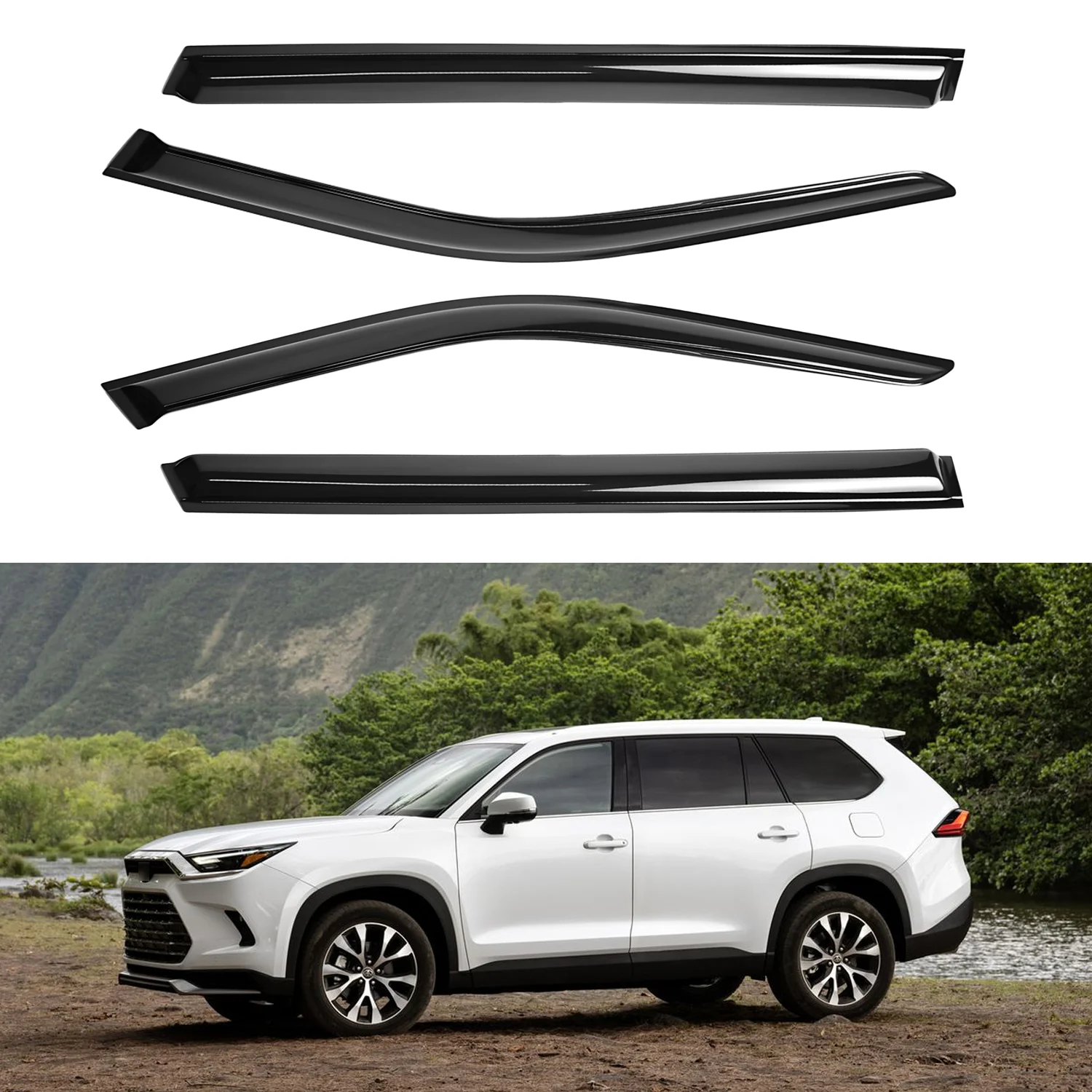 For Toyota Highlander 4-Door 2020-2024 Tinted Wind Deflectors 4pcs Set Window Visors No Drain Channel 1.5MM thickness
For Toyota Highlander 4-Door 2020-2024 Tinted Wind Deflectors 4pcs Set Window Visors No Drain Channel 1.5MM thickness