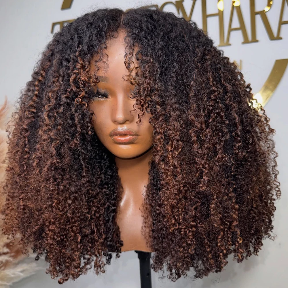 450 Density Ombre Brown Kinky Curly Colored Wig Highlight 13x4 Hd Lace Front Human Hair Wig 10-18 Inch Wigs Human Hair For Women
450 Density Ombre Brown Kinky Curly Colored Wig Highlight 13x4 Hd Lace Front Human Hair Wig 10-18 Inch Wigs Human Hair For Women